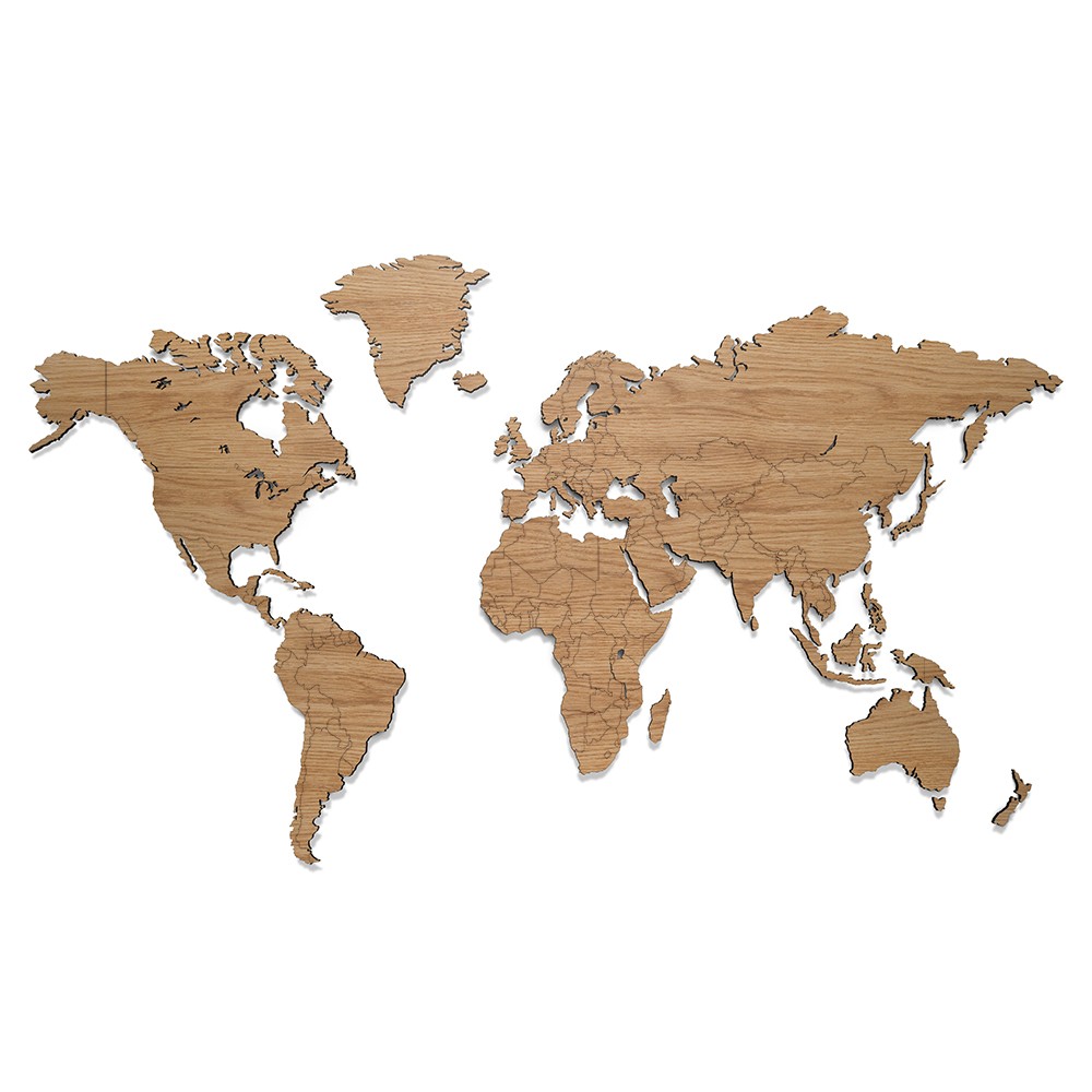 Mapa Świata Bewood - Magnetyczna - Olejowana - Dąb