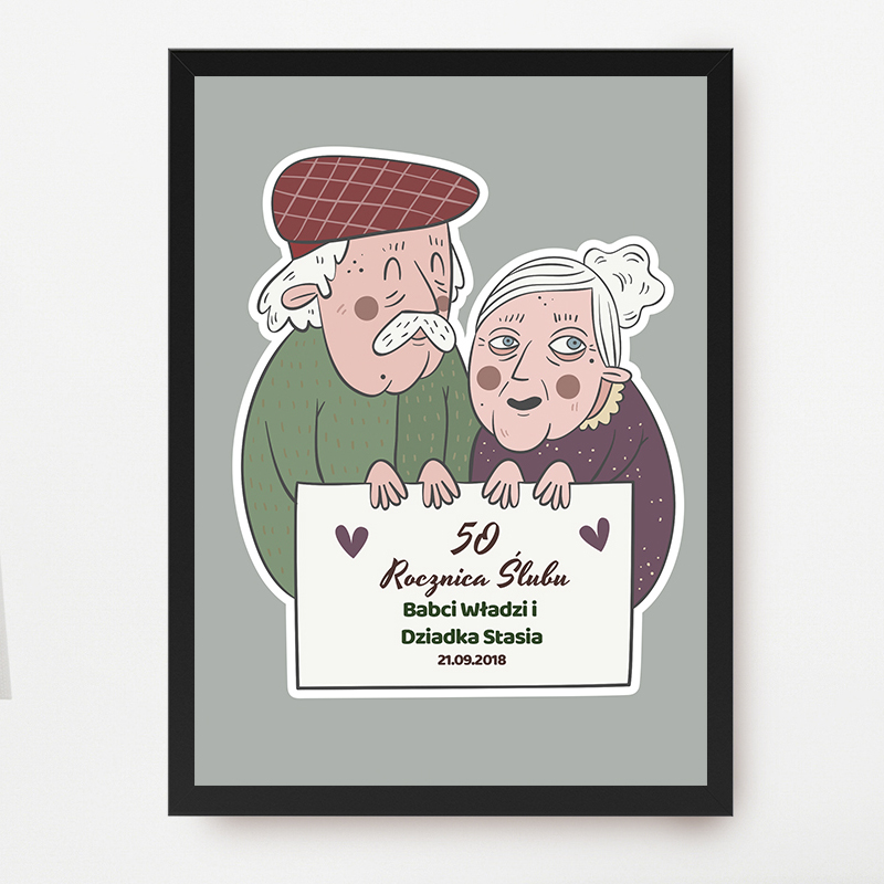 Plakat dla dziadków na rocznicę ślubu (personalizowany)