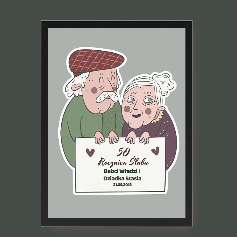 Plakat dla dziadków na rocznicę ślubu (personalizowany)